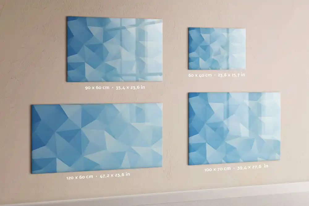 Tableau blanc magnétique effaçable à sec avec motif de pyramides abstraites