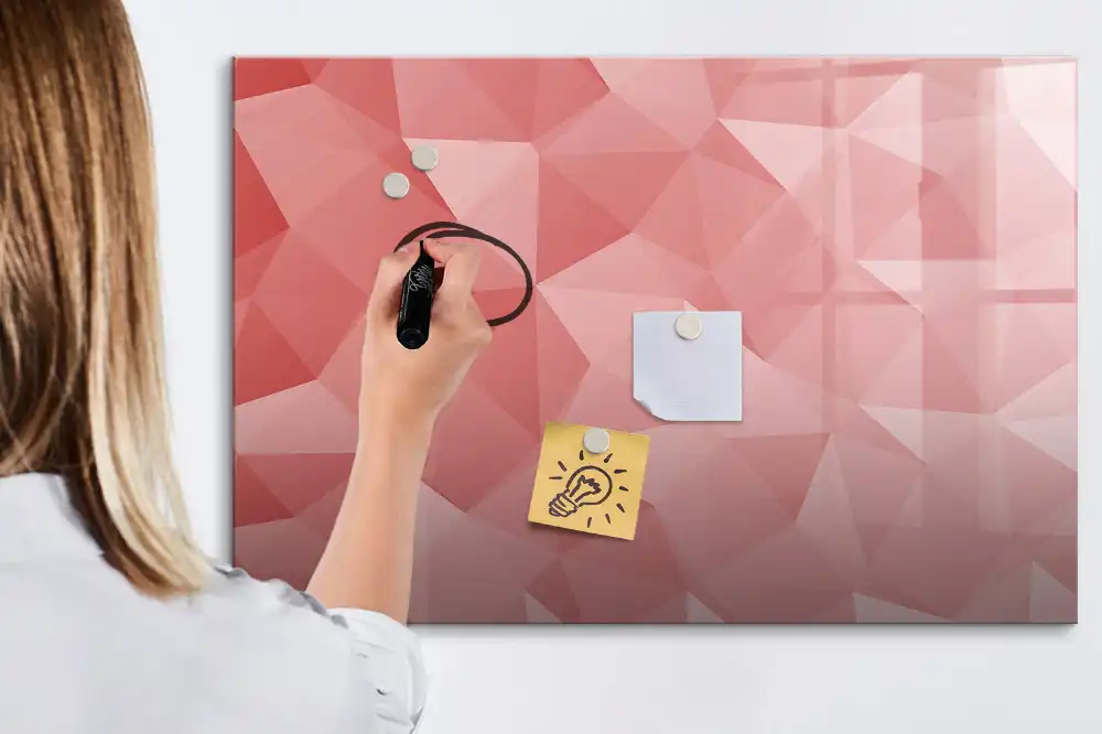 Tableau blanc magnétique effaçable à sec avec motifs géométriques triangulaires