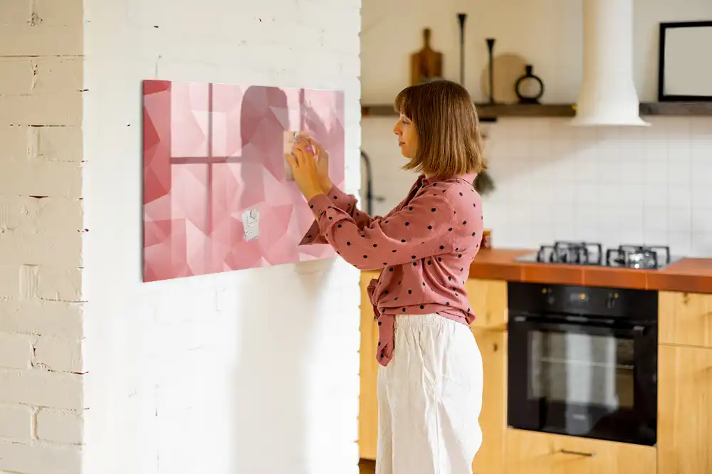 Tableau blanc magnétique effaçable à sec avec motifs géométriques triangulaires