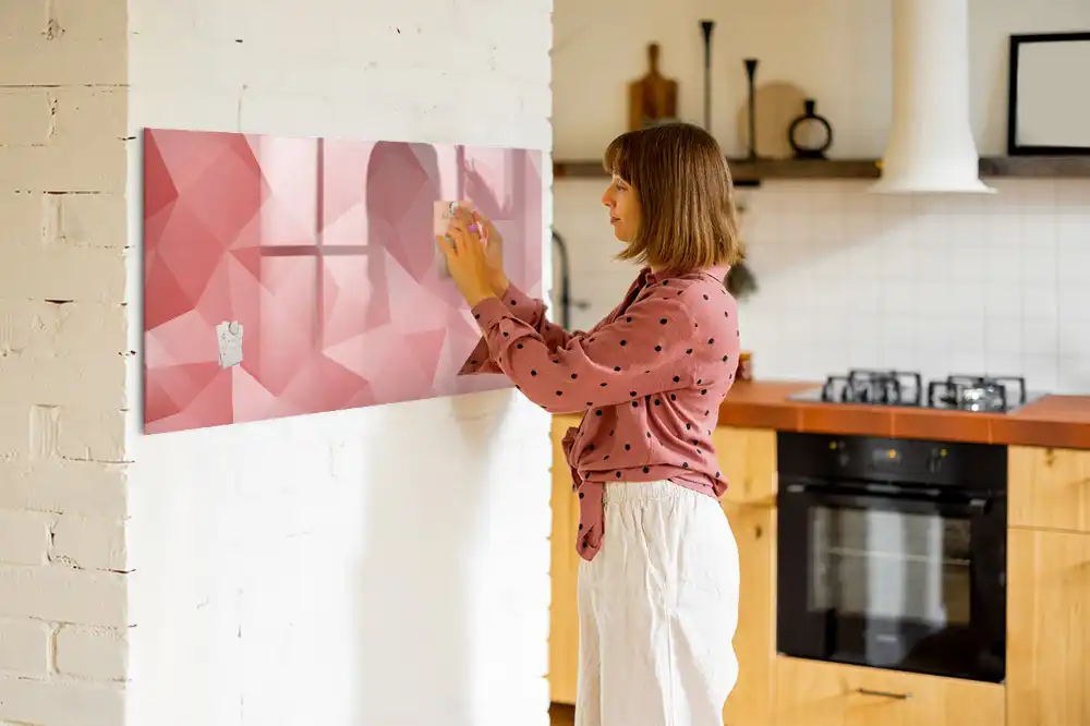Tableau blanc magnétique effaçable à sec avec motifs géométriques triangulaires