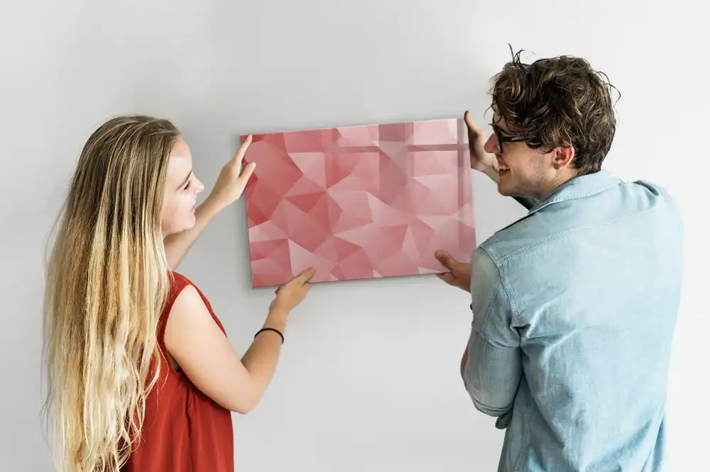 Tableau blanc magnétique effaçable à sec avec motifs géométriques triangulaires