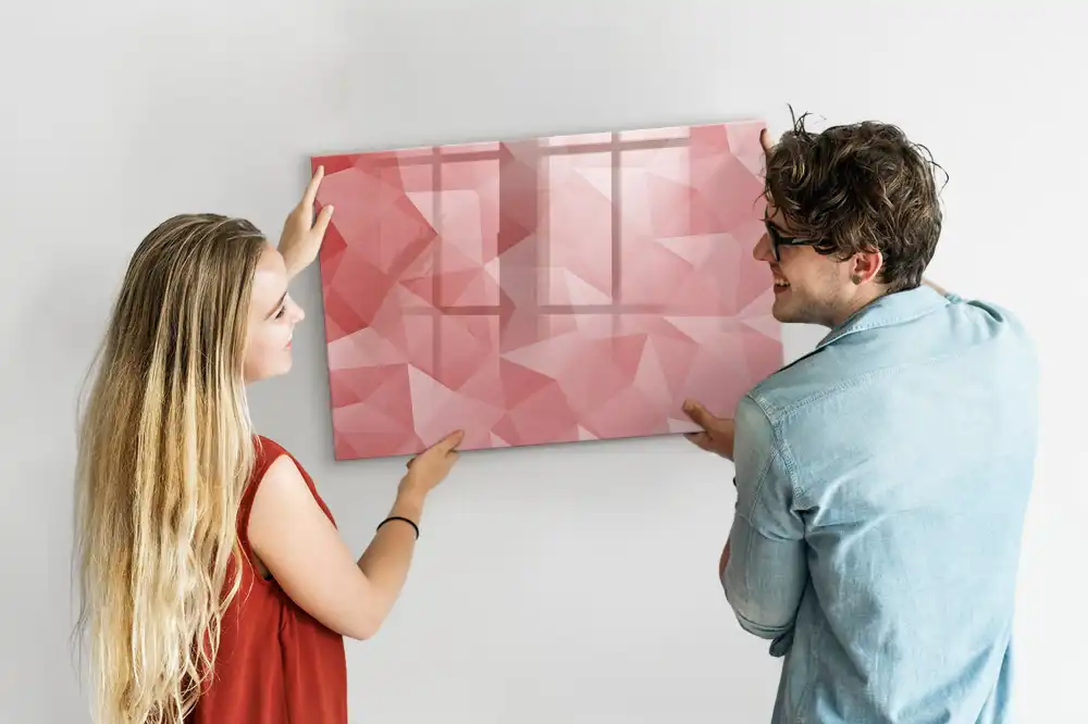Tableau blanc magnétique effaçable à sec avec motifs géométriques triangulaires
