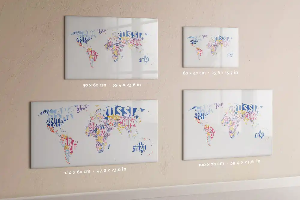 Tableau blanc magnétique effaçable à sec avec carte du monde