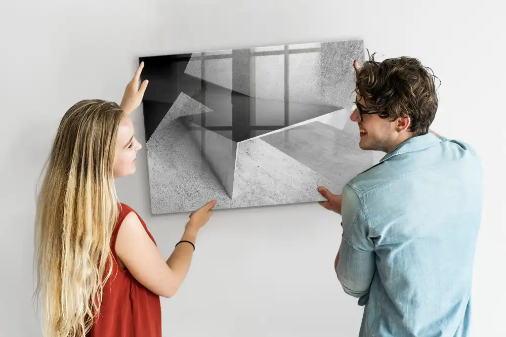 Tableau magnétique pour écriture motif triangles géométriques abstraits