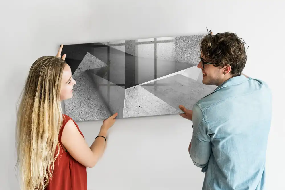 Tableau magnétique pour écriture motif triangles géométriques abstraits