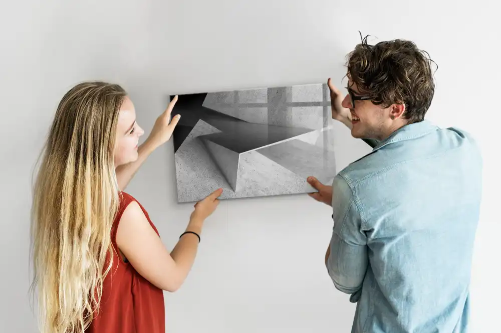 Tableau magnétique pour écriture motif triangles géométriques abstraits