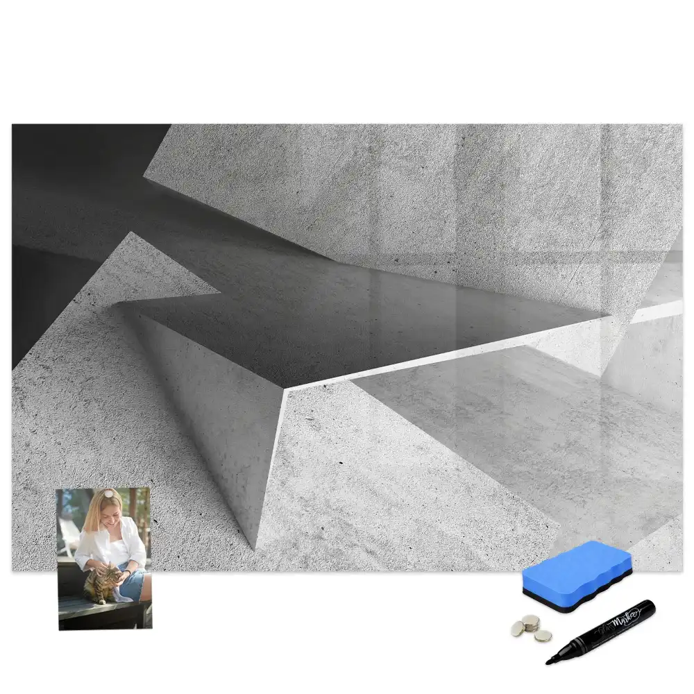 Tableau magnétique pour écriture motif triangles géométriques abstraits
