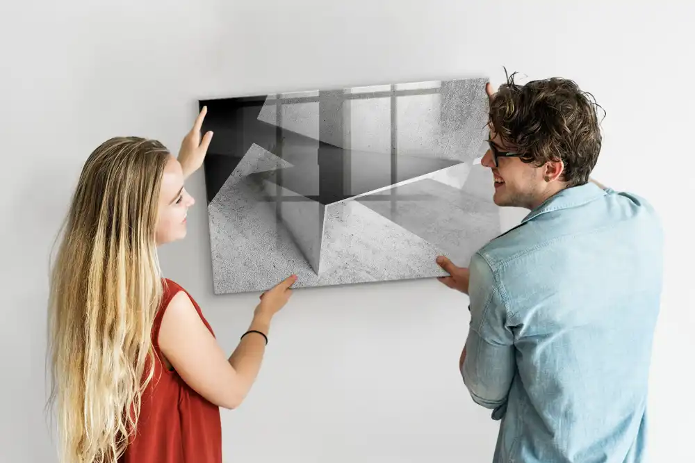 Tableau magnétique pour écriture motif triangles géométriques abstraits