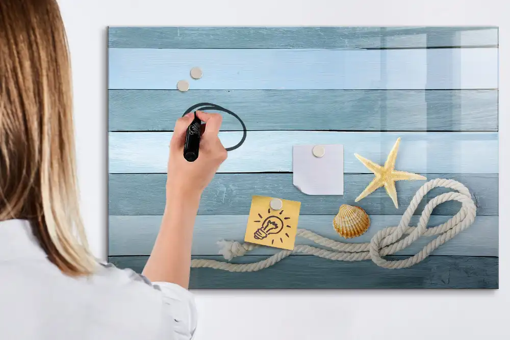 Tableau blanc magnétique effaçable à sec motif rayures de coquillage