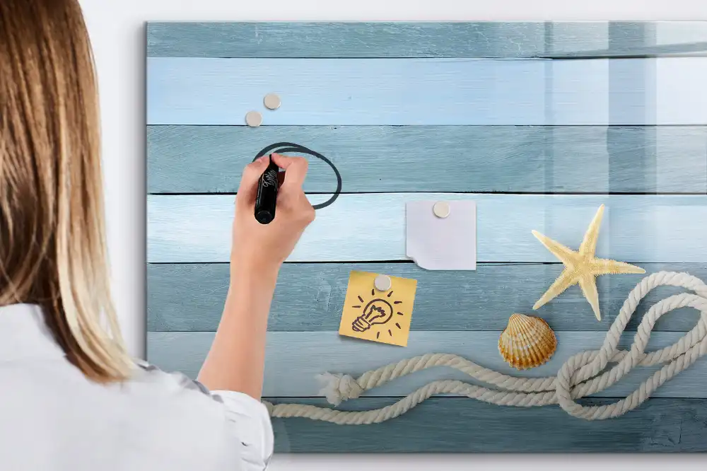 Tableau blanc magnétique effaçable à sec motif rayures de coquillage