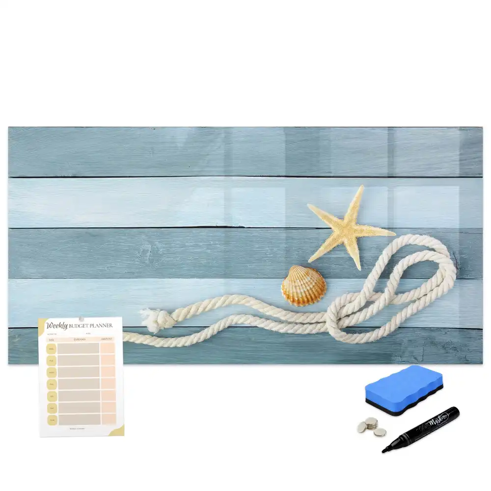 Tableau blanc magnétique effaçable à sec motif rayures de coquillage