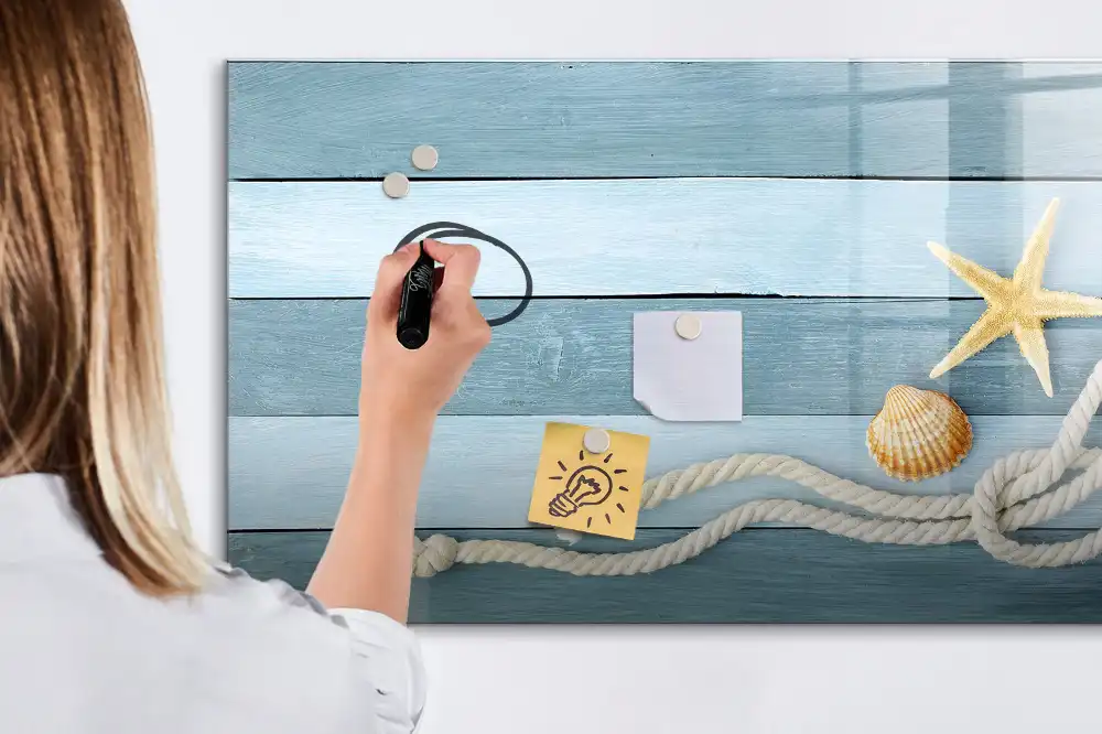 Tableau blanc magnétique effaçable à sec motif rayures de coquillage