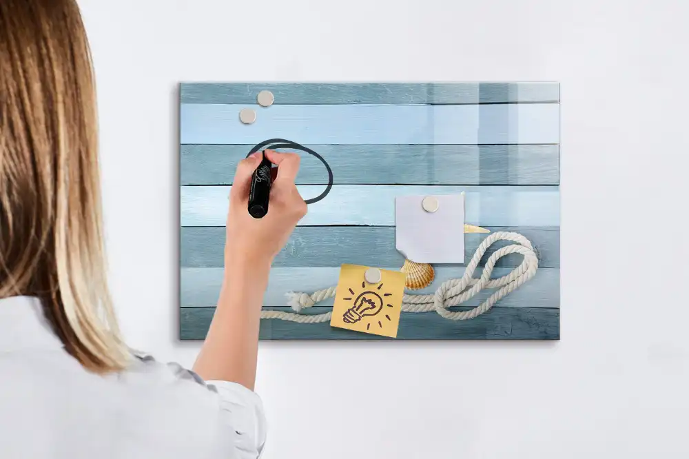 Tableau blanc magnétique effaçable à sec motif rayures de coquillage