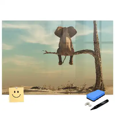Tableau magnétique pour écriture motif éléphant dans les arbres