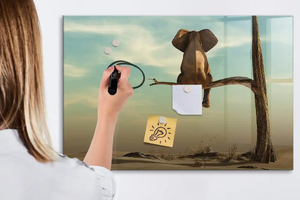 Tableau magnétique pour écriture motif éléphant dans les arbres