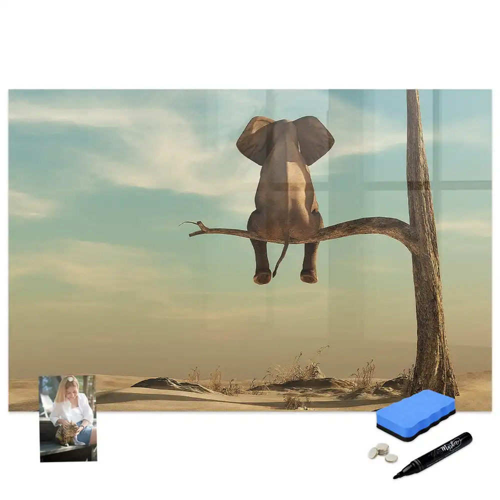 Tableau magnétique pour écriture motif éléphant dans les arbres