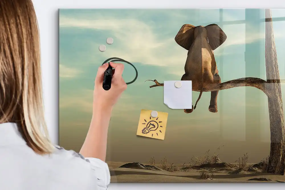Tableau magnétique pour écriture motif éléphant dans les arbres