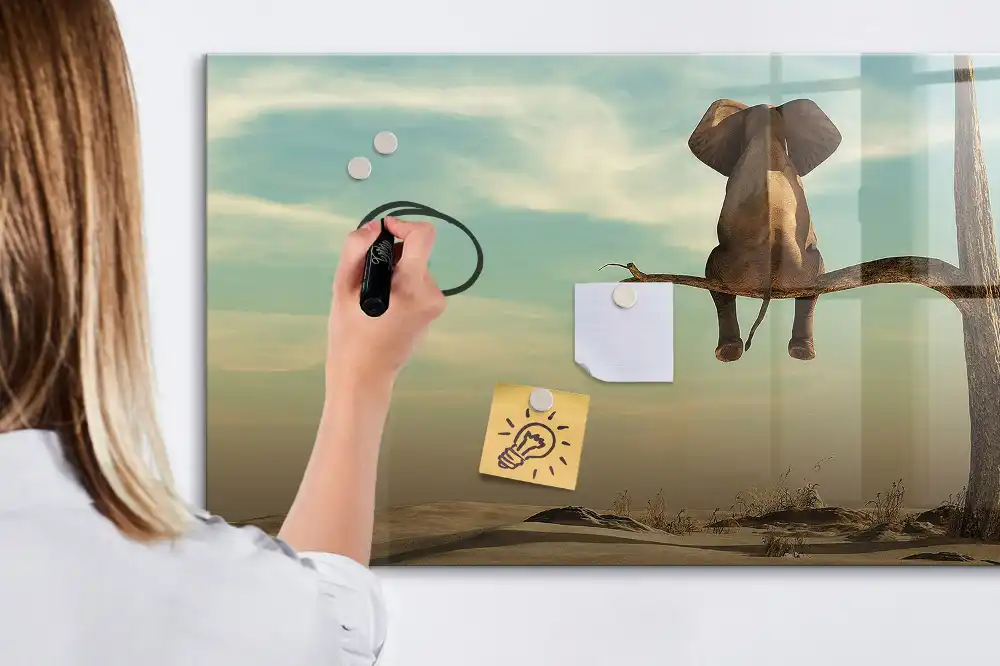 Tableau magnétique pour écriture motif éléphant dans les arbres