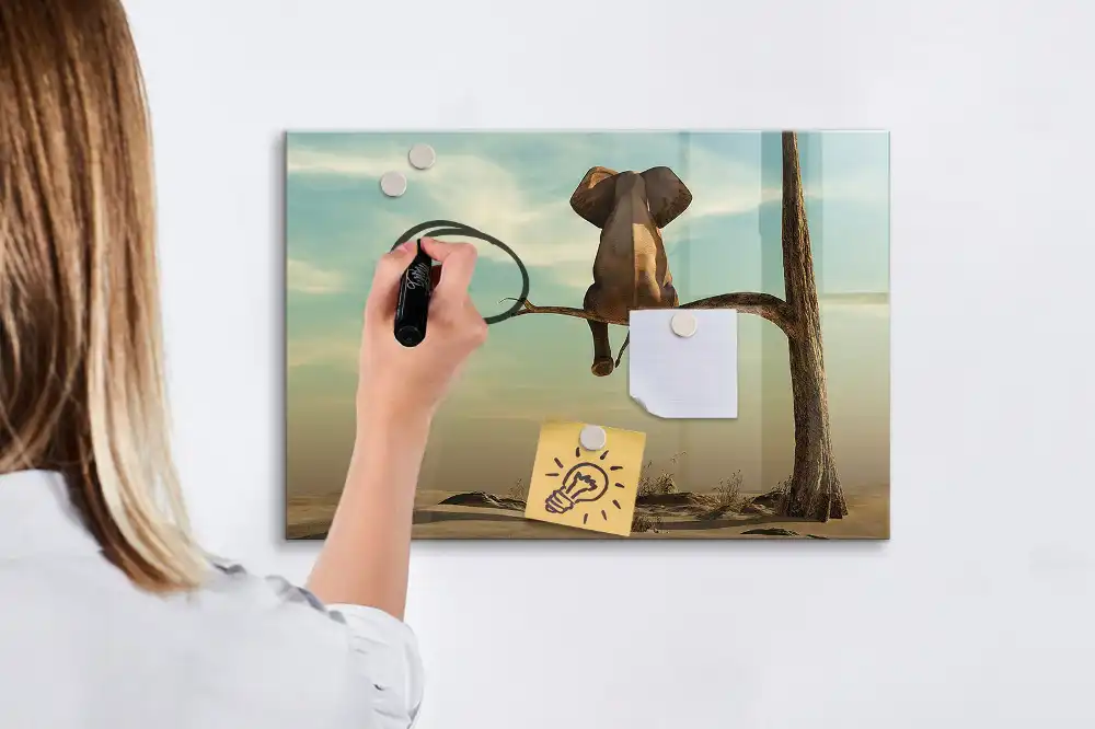 Tableau magnétique pour écriture motif éléphant dans les arbres