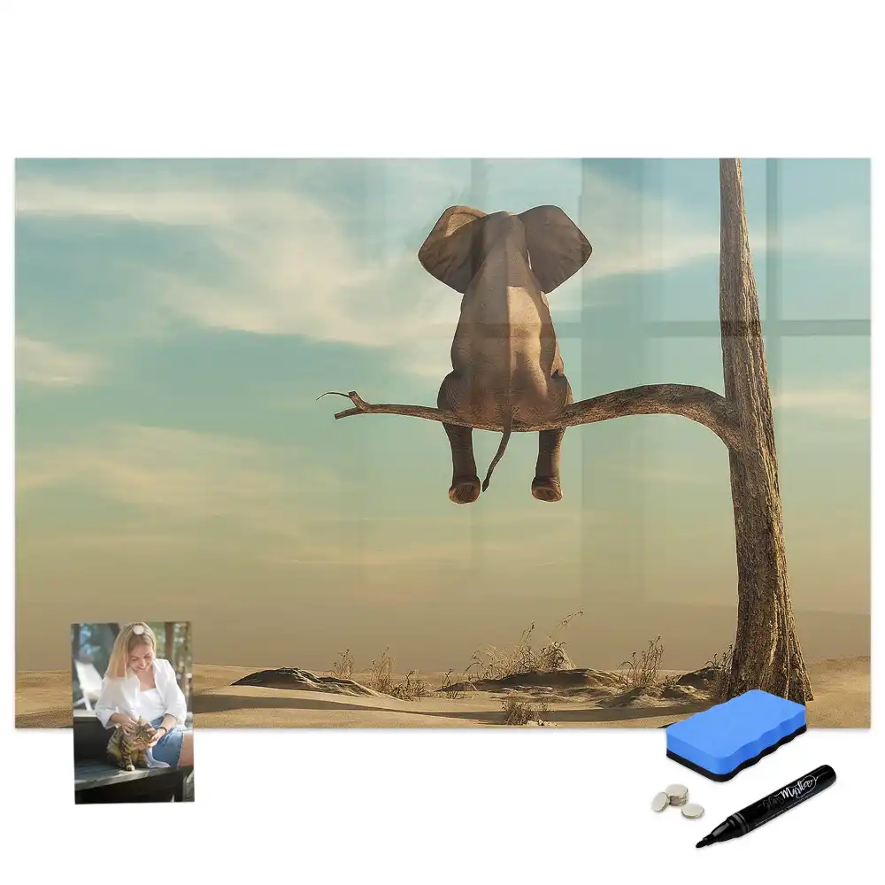 Tableau magnétique pour écriture motif éléphant dans les arbres