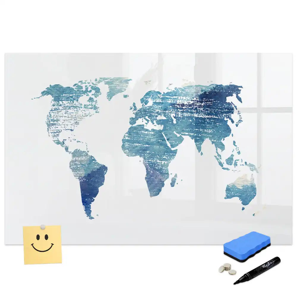 Tableau magnétique à dessiner avec grille géographique du globe