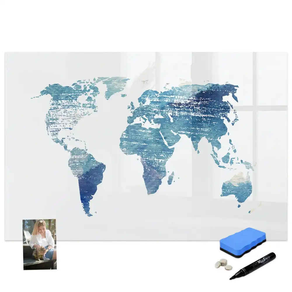Tableau magnétique à dessiner avec grille géographique du globe