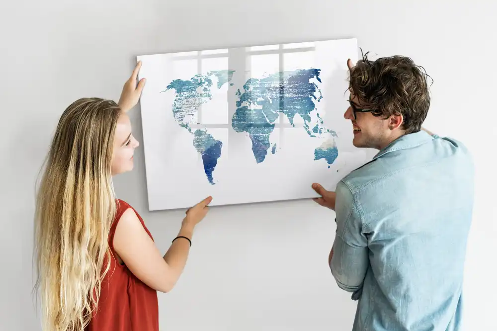 Tableau magnétique à dessiner avec grille géographique du globe