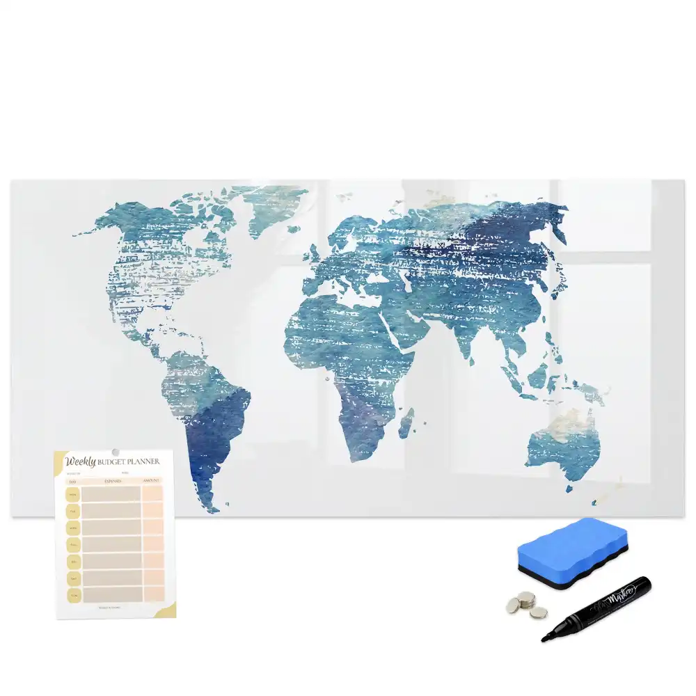 Tableau magnétique à dessiner avec grille géographique du globe