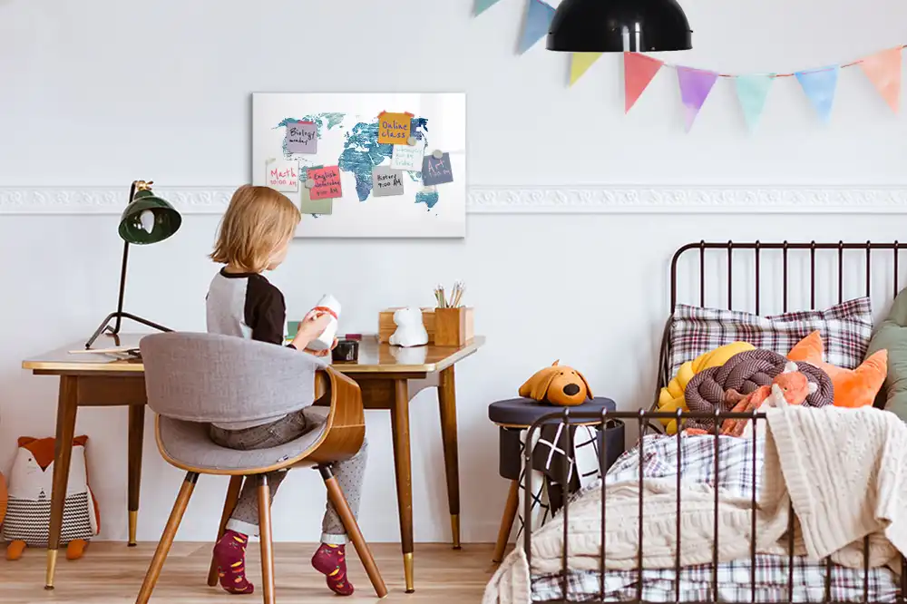 Tableau magnétique à dessiner avec grille géographique du globe