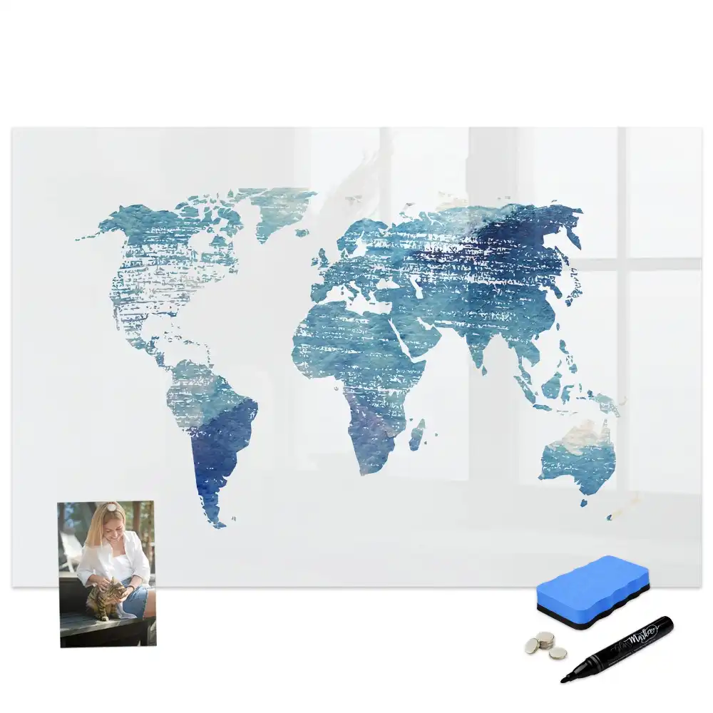 Tableau magnétique à dessiner avec grille géographique du globe
