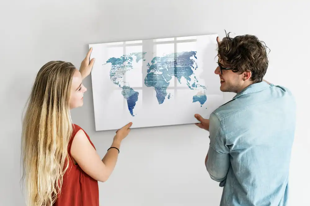 Tableau magnétique à dessiner avec grille géographique du globe
