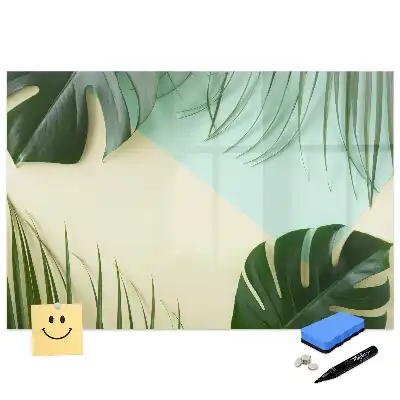 Tableau magnétique pour écriture motif monstera vert