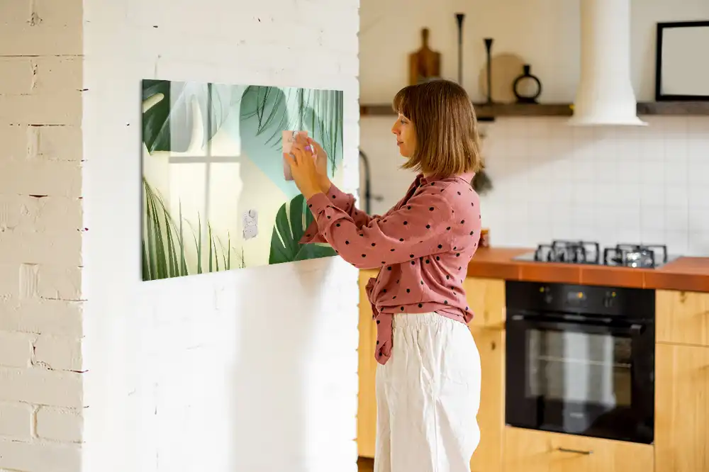 Tableau magnétique pour écriture motif monstera vert
