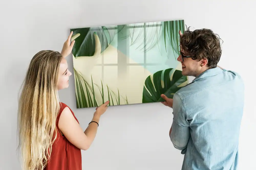 Tableau magnétique pour écriture motif monstera vert