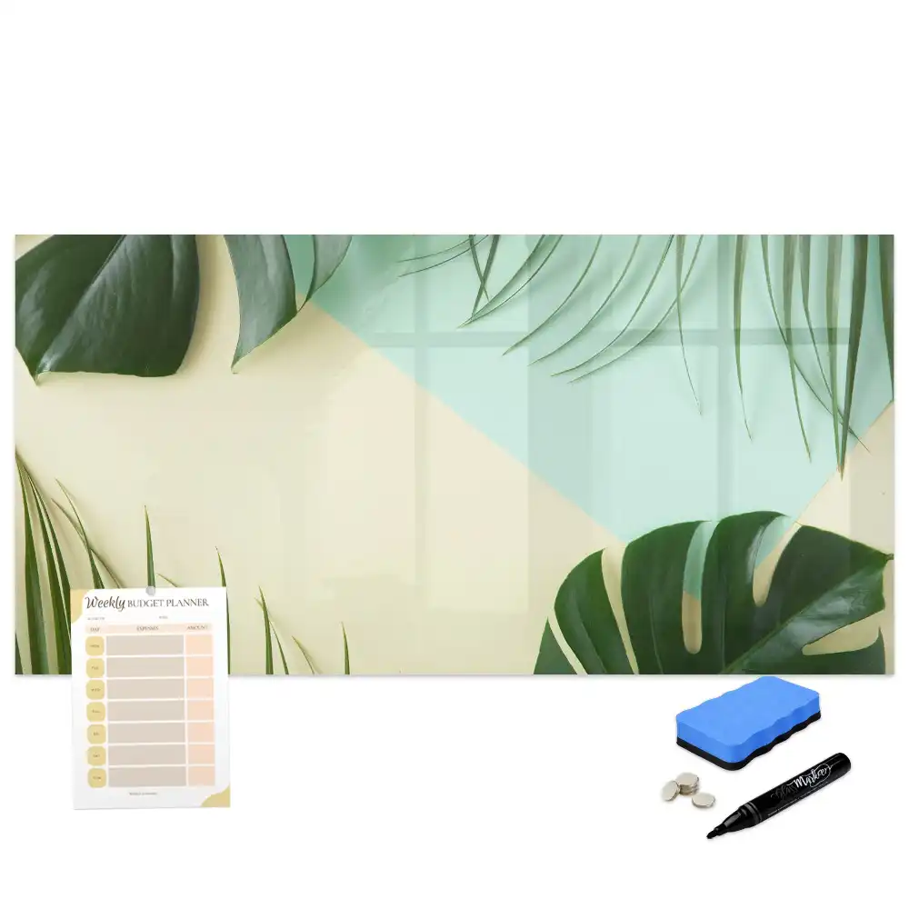 Tableau magnétique pour écriture motif monstera vert