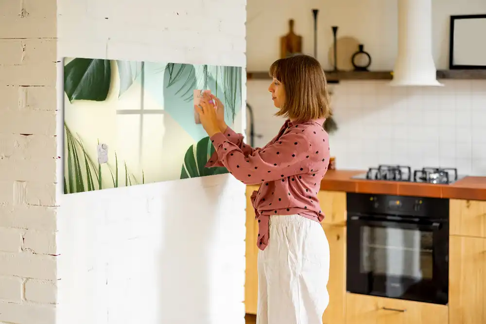 Tableau magnétique pour écriture motif monstera vert