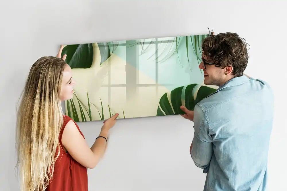Tableau magnétique pour écriture motif monstera vert