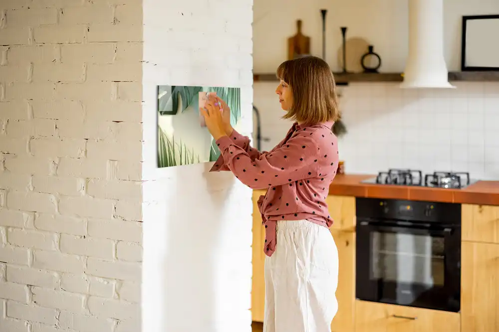 Tableau magnétique pour écriture motif monstera vert