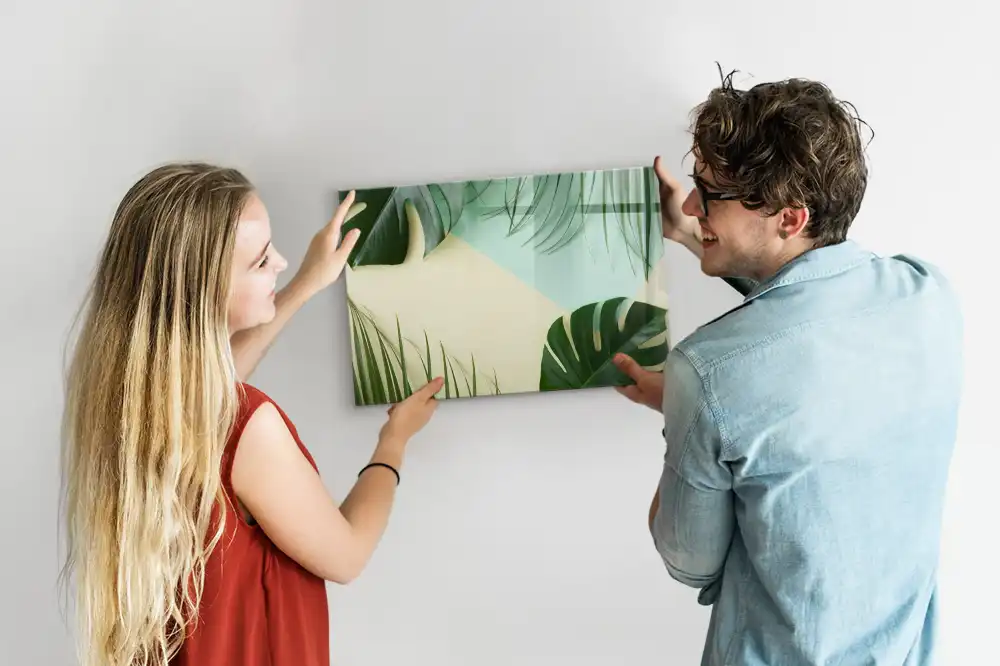 Tableau magnétique pour écriture motif monstera vert
