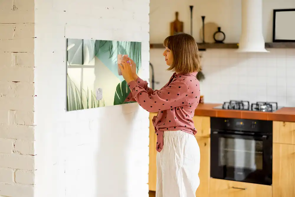 Tableau magnétique pour écriture motif monstera vert