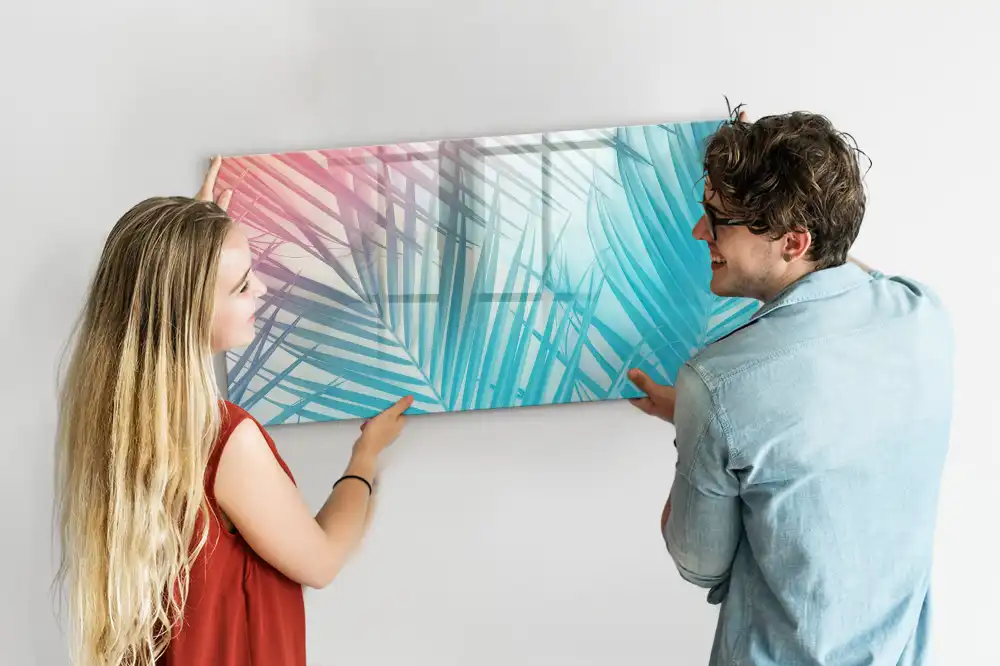 Tableau blanc magnétique effaçable à sec motif palmier exotique au soleil