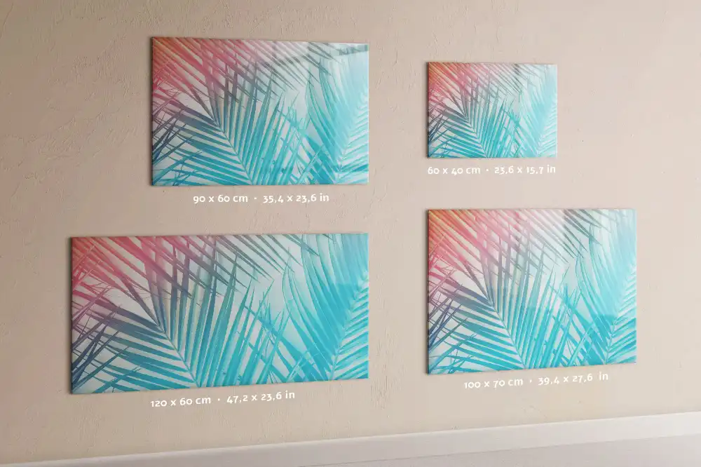 Tableau blanc magnétique effaçable à sec motif palmier exotique au soleil