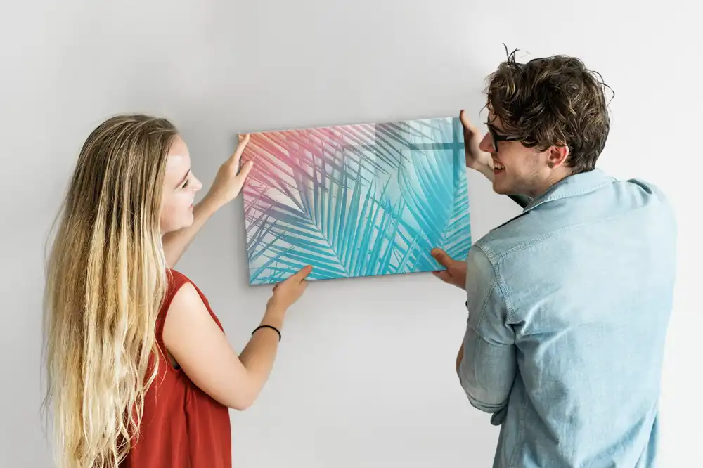 Tableau blanc magnétique effaçable à sec motif palmier exotique au soleil