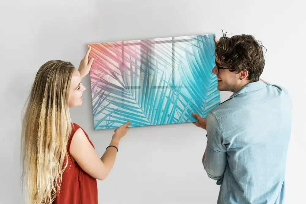 Tableau blanc magnétique effaçable à sec motif palmier exotique au soleil