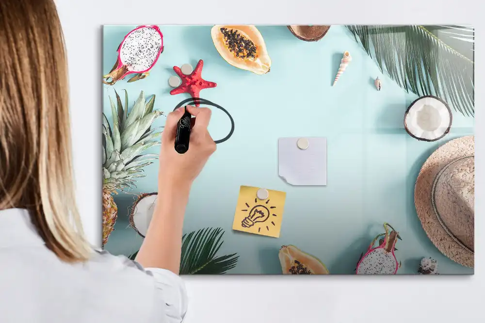 Tableau magnétique pour écriture motif composition florale estivale