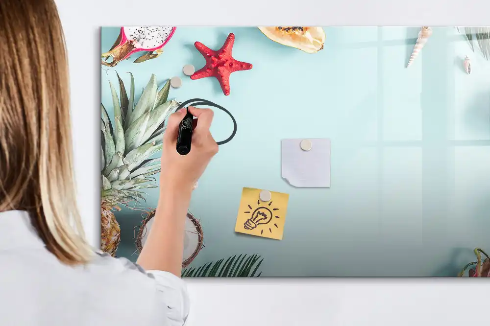 Tableau magnétique pour écriture motif composition florale estivale