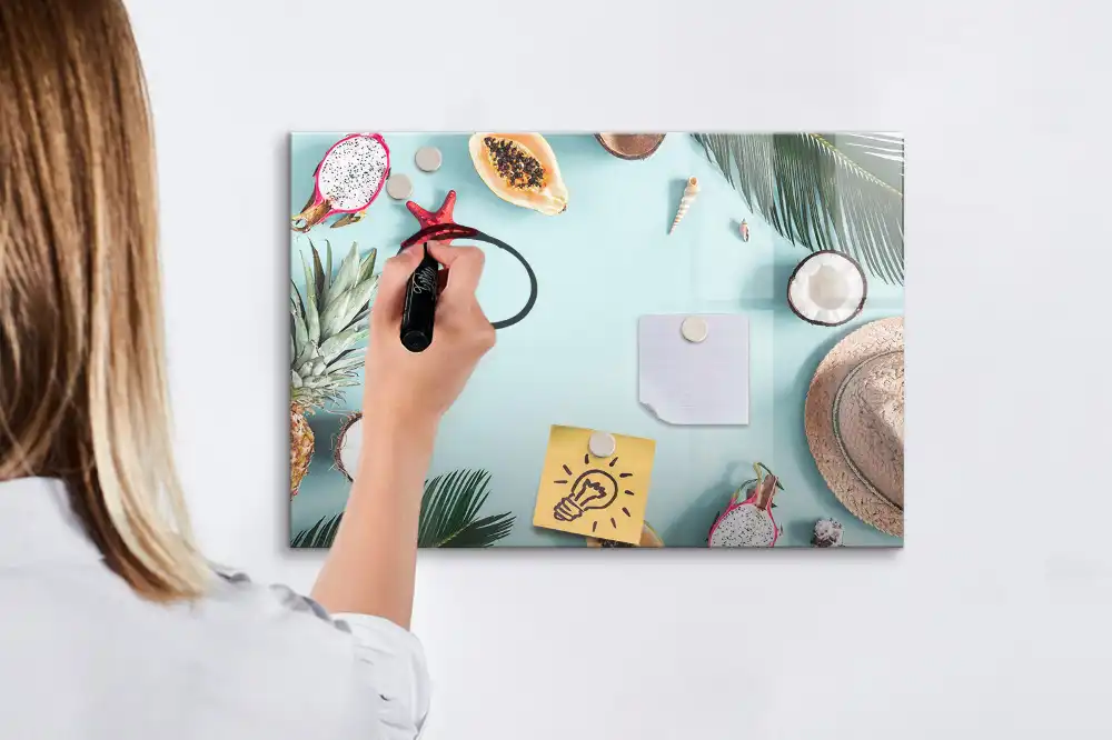 Tableau magnétique pour écriture motif composition florale estivale