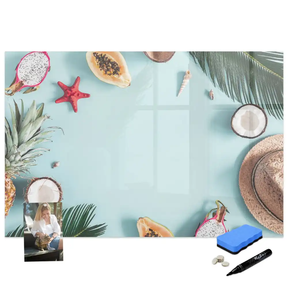 Tableau magnétique pour écriture motif composition florale estivale