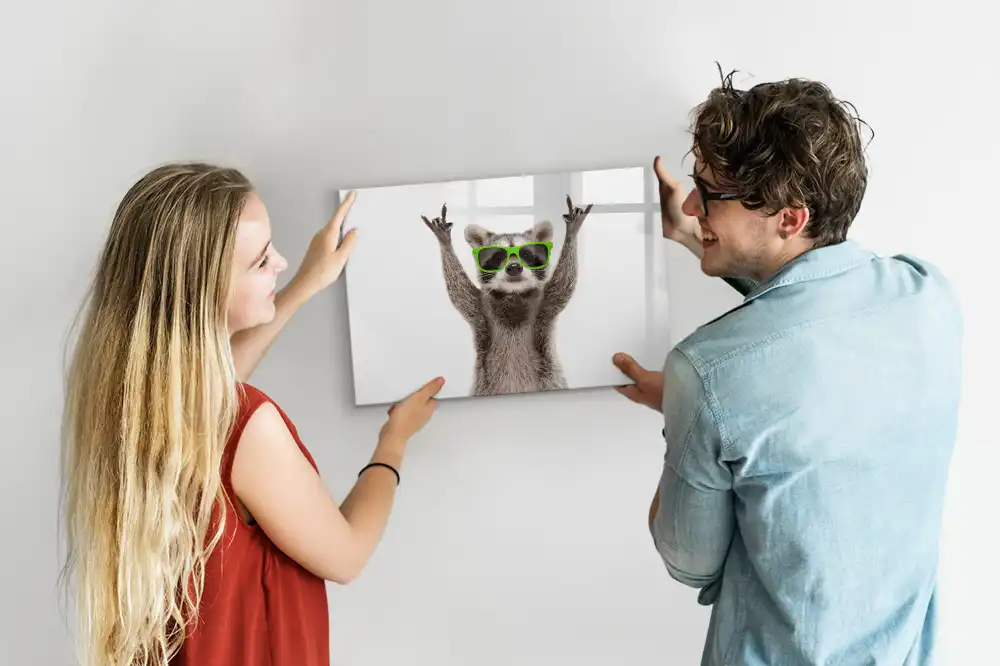 Tableau blanc magnétique effaçable à sec motif raton laveur avec lunettes