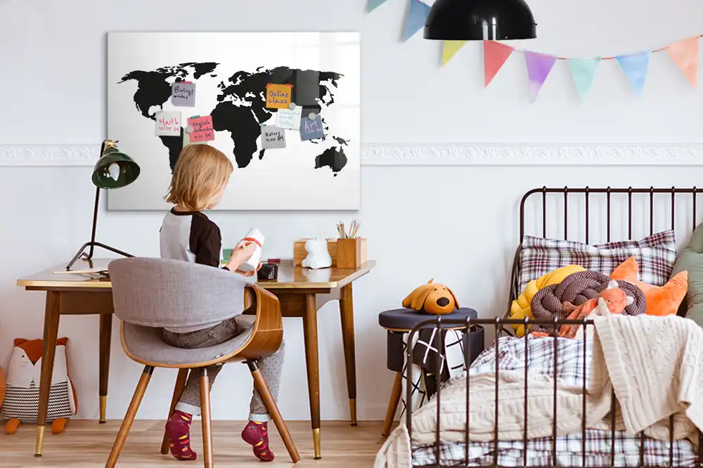 Tableau magnétique du monde à dessiner couleur noire